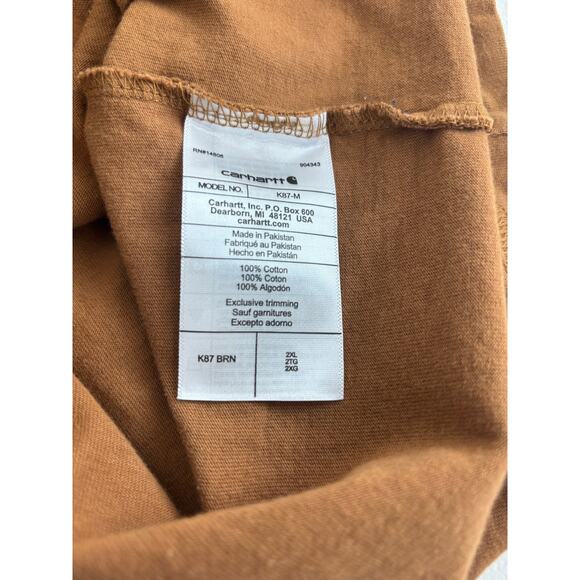 Carhartt Brown K87 Loose Fit Short Sleeve Pocket T-shirt Size 2XL - Picture 6 of 10